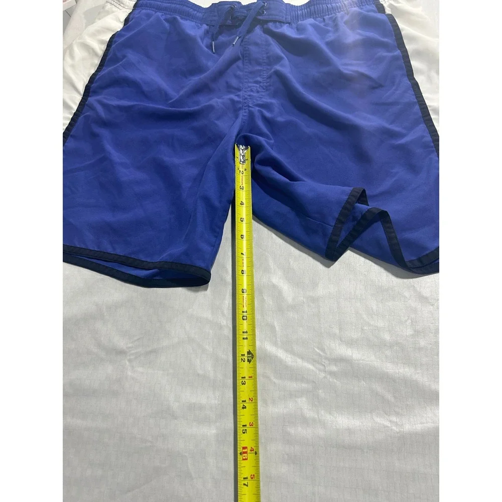 Speedo‎ Mens Blue White Colorblock Swim Trunks Board Shorts Drawstring Waist